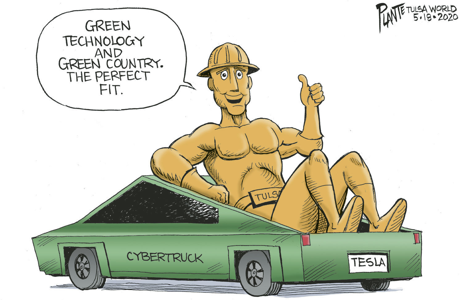 Bruce Plante Cartoon: Tulsa and Tesla